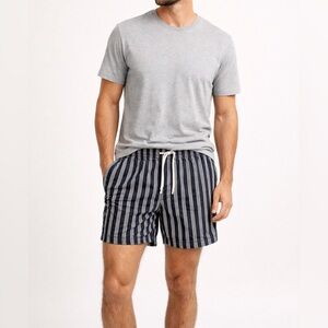 Dockers Men’s Navy Stripe Drawstring Shorts XL Casual Lounge Summer GUC
